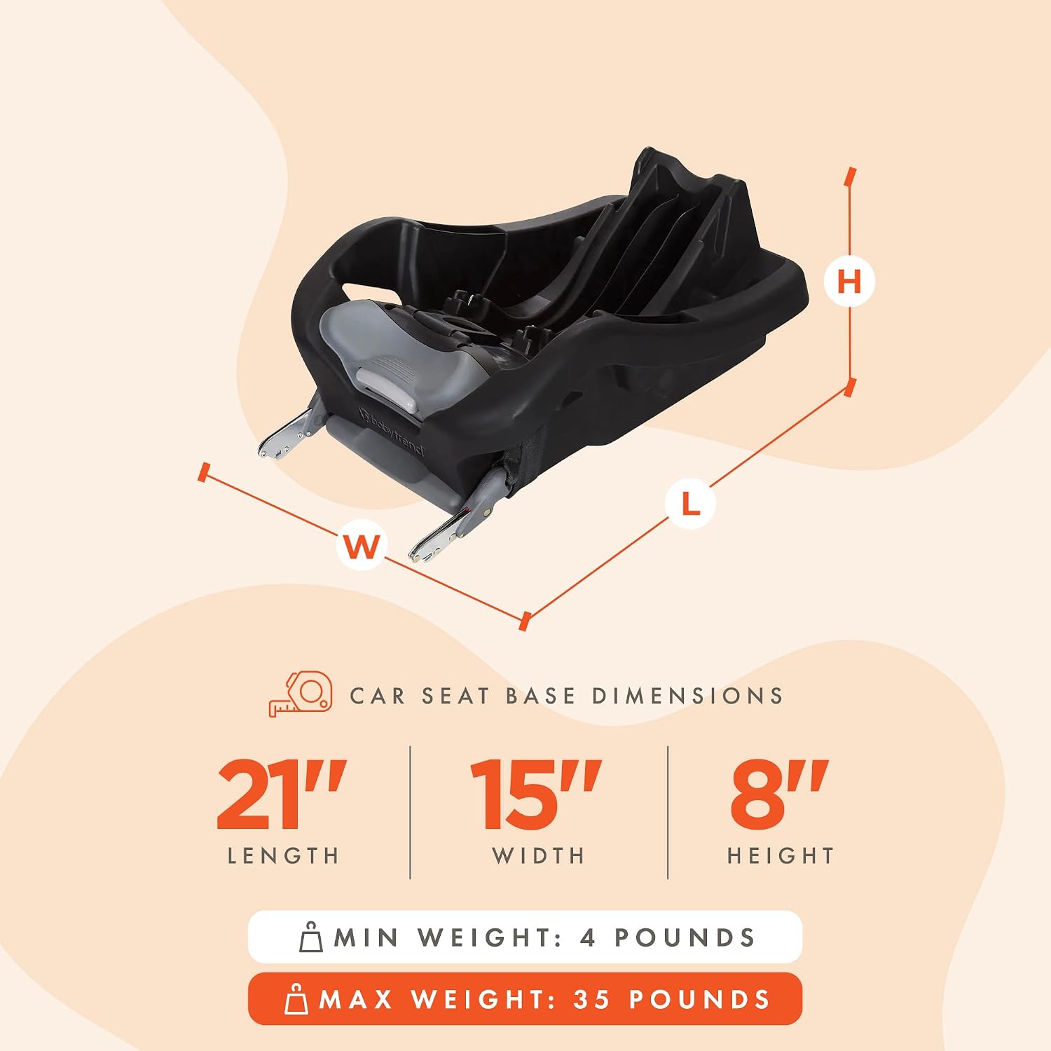 Baby Trend Secure 35 Infant Car Seat Base, Black – Click-in Compatibility, Adjustable Recline, Easy-Level Indicators