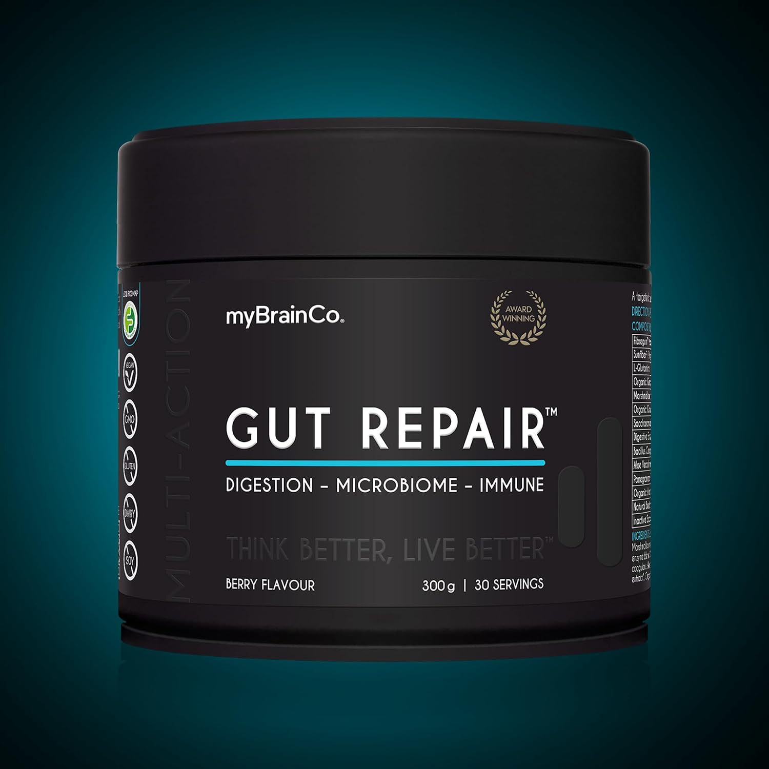 myBrainCo. Gut Repair – Gut Health & Digestion Support Powder for IBS, Bloating, Reflux & Leaky Gut – Low FODMAP Certified with Probiotics