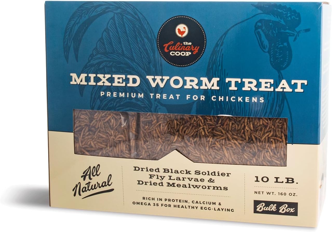 Fluker's Culinary Coop Premium Chicken Treats, Dried Soldier Worms, Packed with Protein and Calcium, 100% Natural Rich Grubs for Chicken, Backyard Birds, and Reptiles, 16 oz