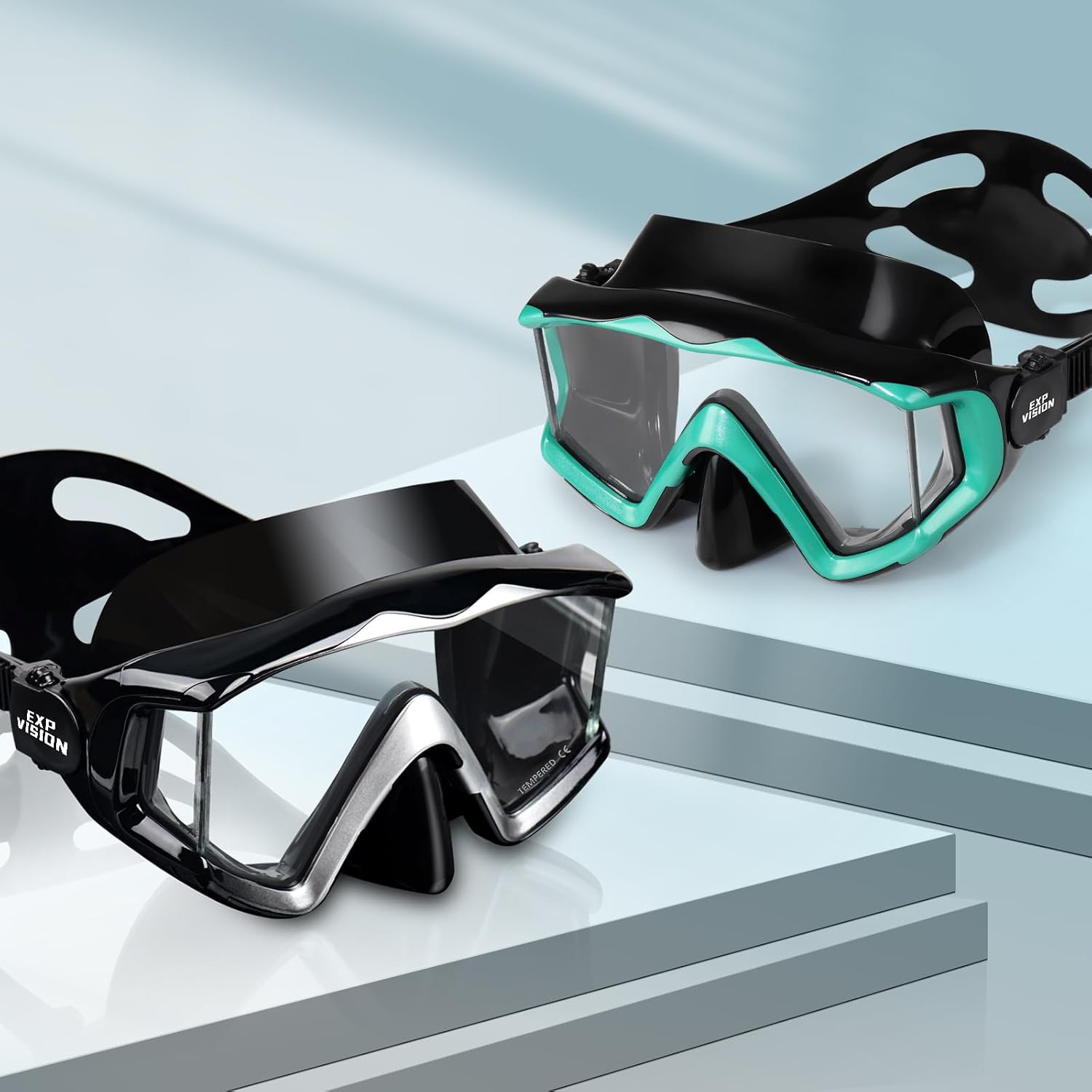 Adult Pano 3 Scuba Diving Mask, Tempered Glass Snorkel Mask Anti-Fog Swim Mask No Leakage Swim Goggles with Nose Cover Snorkeling Gear for Snorkeling