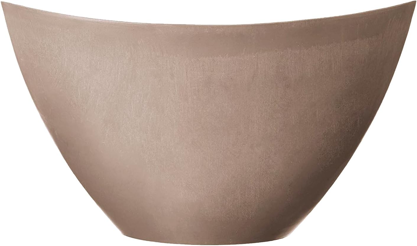 Arcadia Garden Products PSW Pot Collection YB41C Plastic/Stone/Wood Composite Curved Planter Pot – No Drainage Hole (Drillable), for Indoor and Outdoor Plants and Gardens, 16-inch, Chocolate
