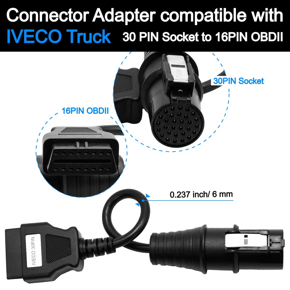 OBD OBD2 16 Pin Connector Diagnostic Adapter Cable Compatible for BMW 20 Pin