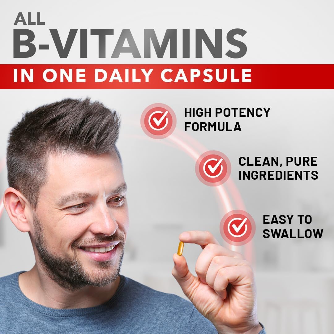 Divine Bounty Vitamin B Complex, All B Vitamins in One Capsule, 90 Count | Super B Complex Vitamins B1 B2 B3 B5 B6 B7 B9 B12 for Men & Women
