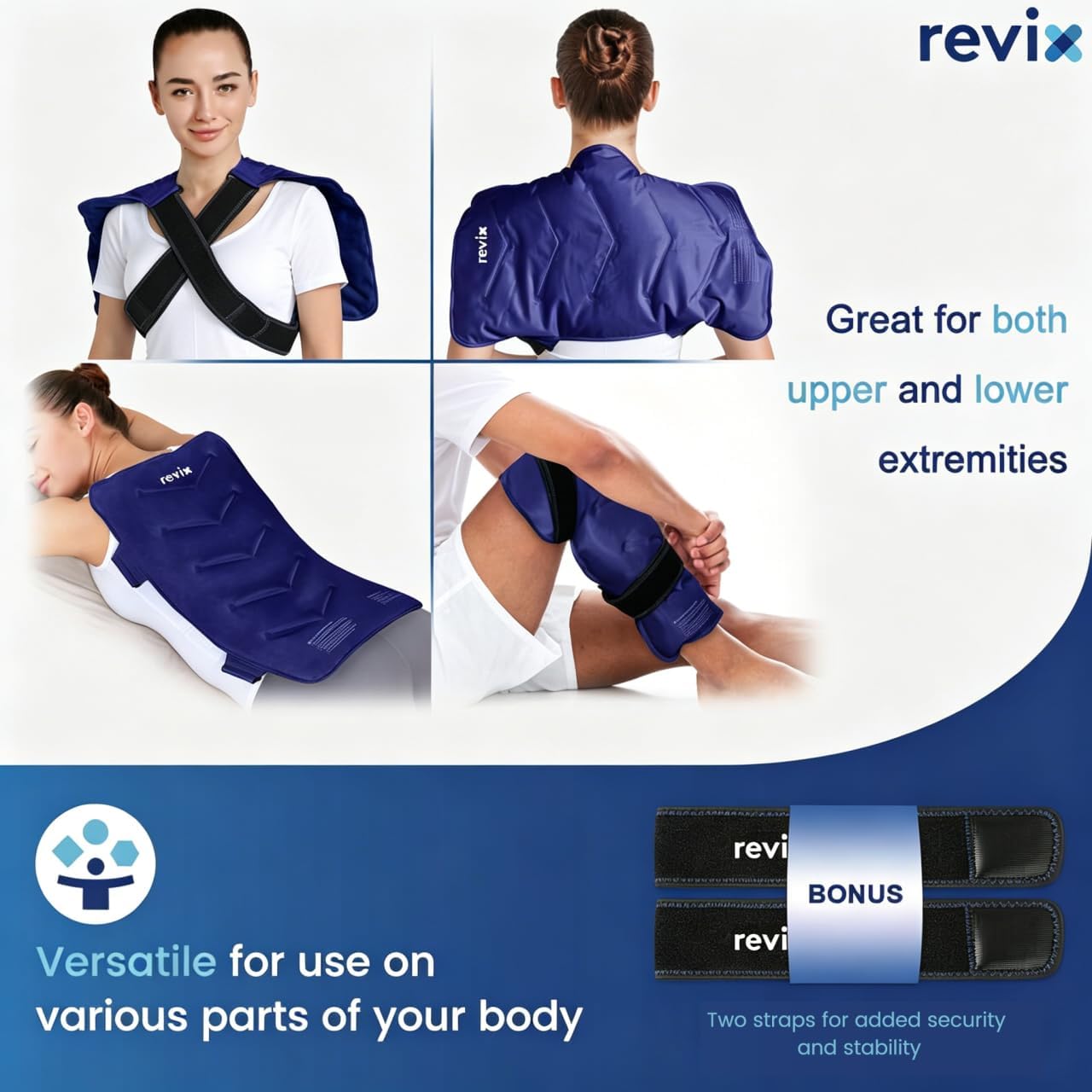 REVIX XXL Full Back Ice Pack Wrap, Large Gel Packs for Injuries Reusable