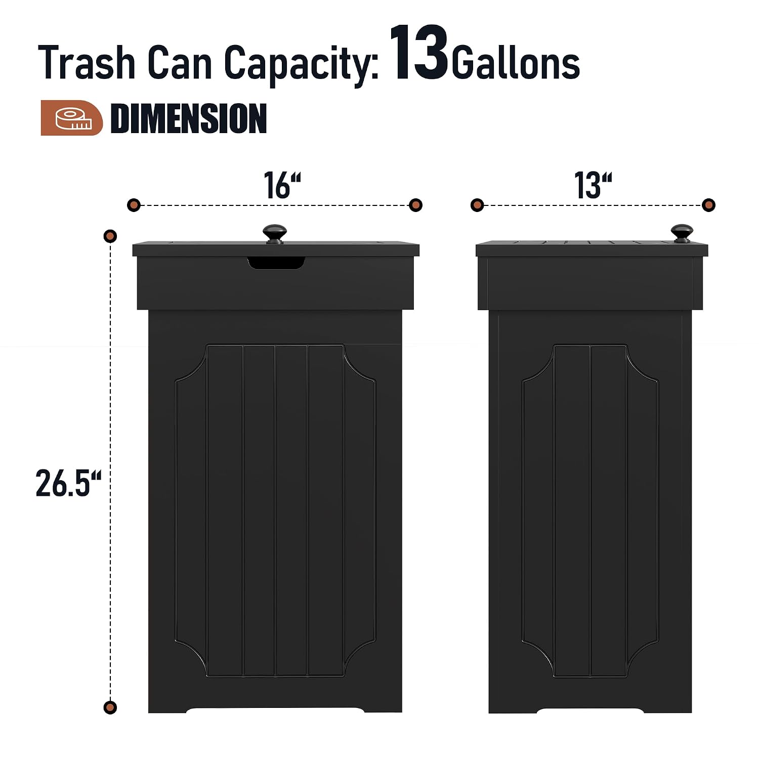 Function Home Trash Can Cabinet, 13 Gallon Kitchen Garbage Can, Wood Recycling Trash Bin, Freestanding Dog Proof Trash Can, Farmhouse Trash Cabinet with Lid for Home Kitchen Bathroom, Yellow