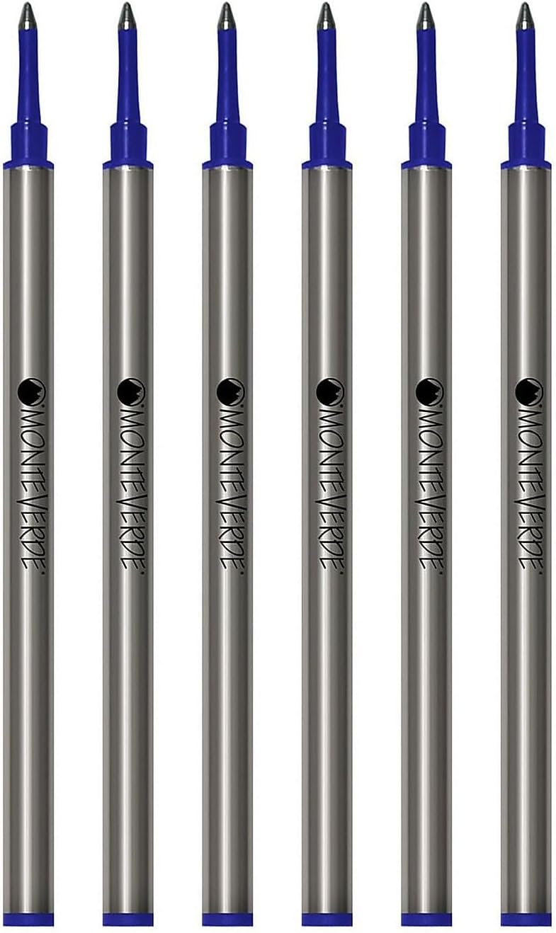 Monteverde Rollerball Refill to Fit Most Capped RB, Broad, Blue, 6 Pack | Rollerball refill delivers fluid ink flow, bold lines