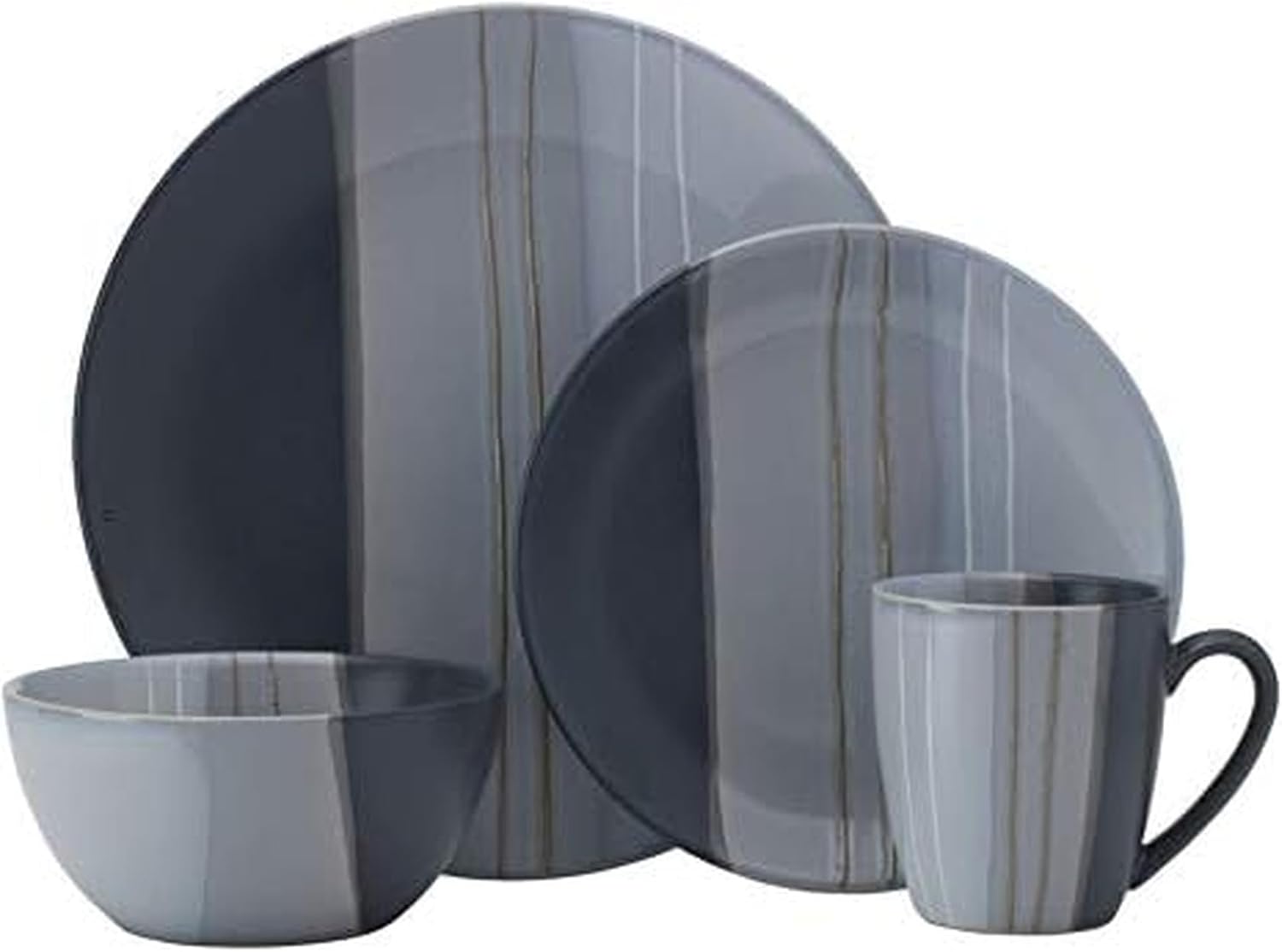 Pfaltzgraff Parker Gray 16 Piece Dinnerware Set, Service for 4, Gray