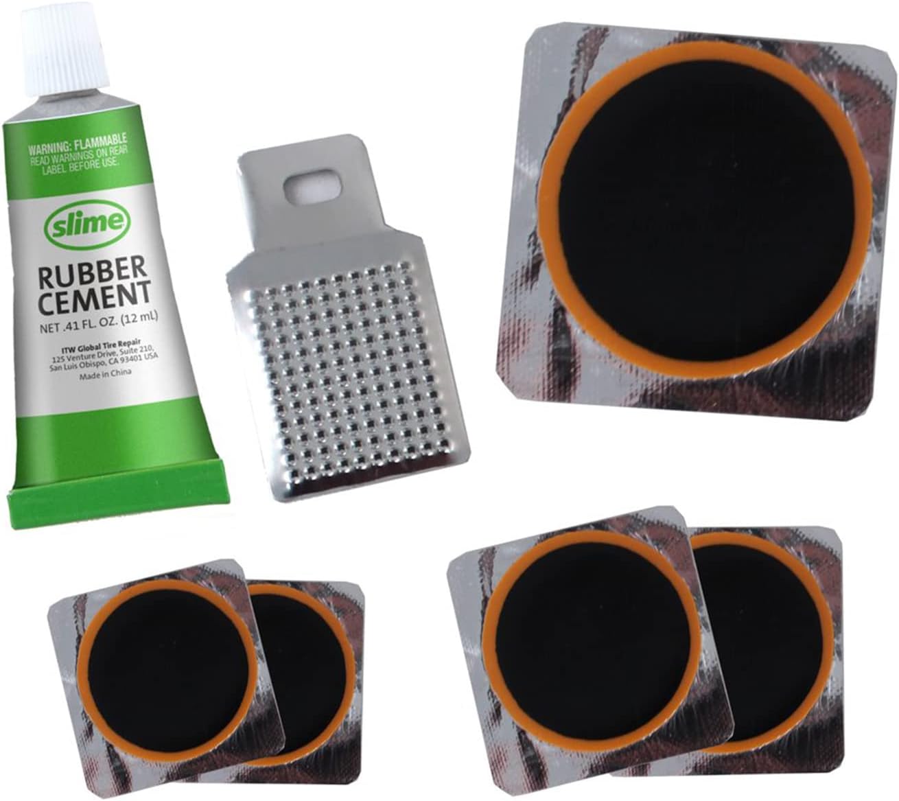 Slime 1022-A Tube Rubber Patch Kit, for Bikes and Other Inflatables, Contains, 5 Patches, Scuffer and Glue
