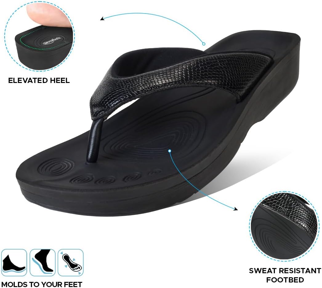 AEROTHOTIC Comfortable Arch Support Flip Flops for Women Orthotic Sandals