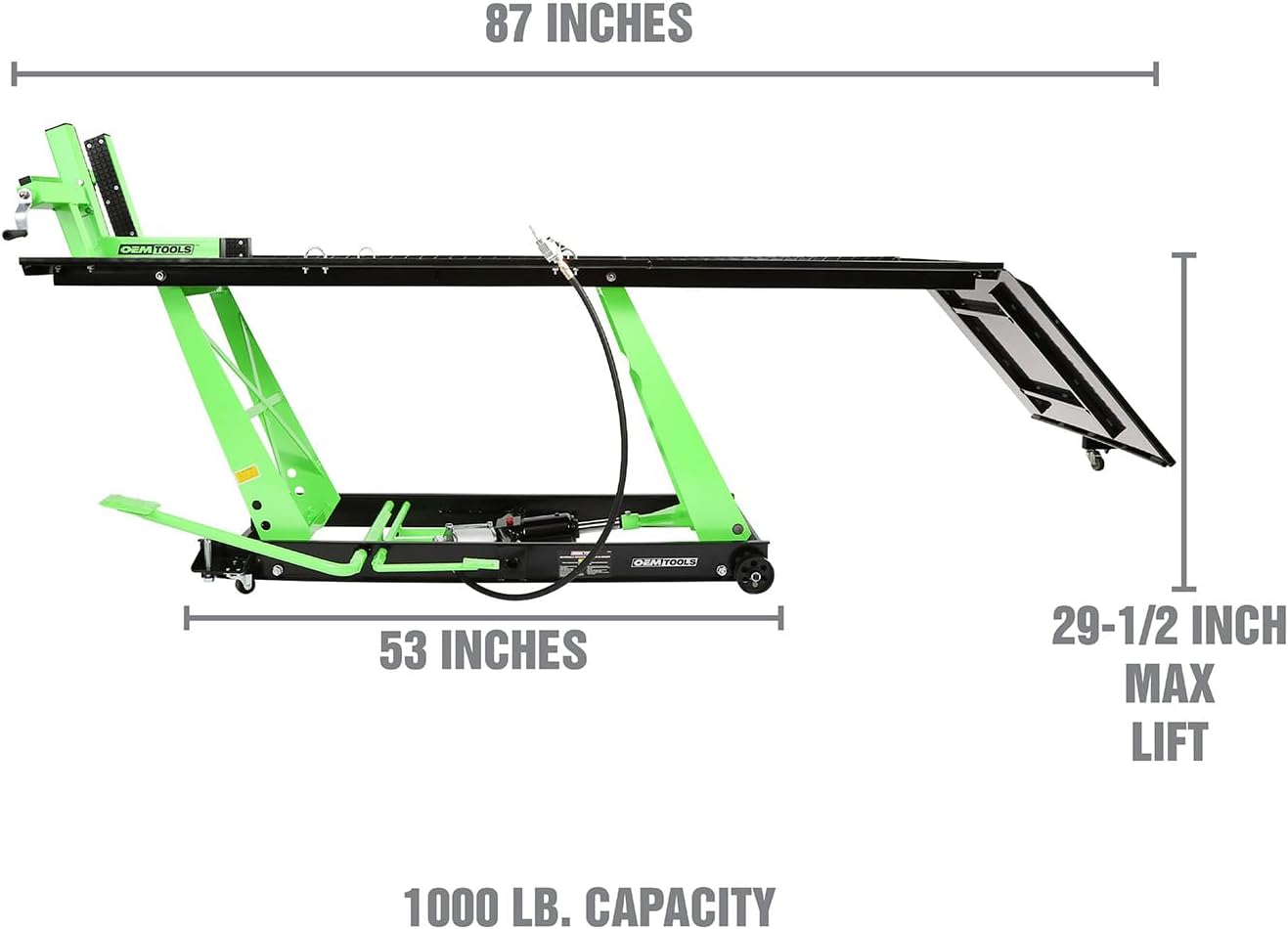OEMTOOLS 24859 1000 Lb. Capacity Air Hydraulic Motorcycle Lift