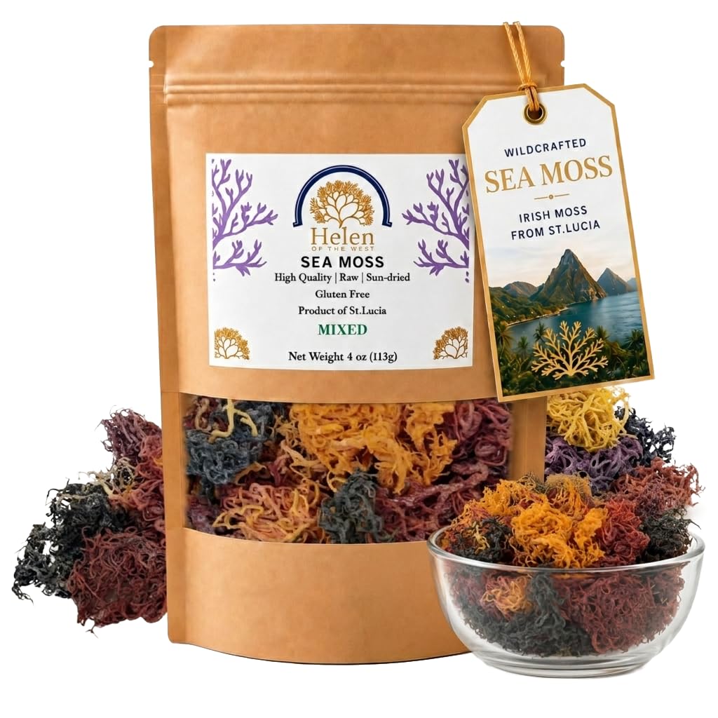 Wildcrafted Sea Moss | Gold - Purple - Green - Mixed | 100% Natural Irish Moss from St.Lucia | Mineral-Rich Superfood | 8oz Sun-Dried Moss | NO