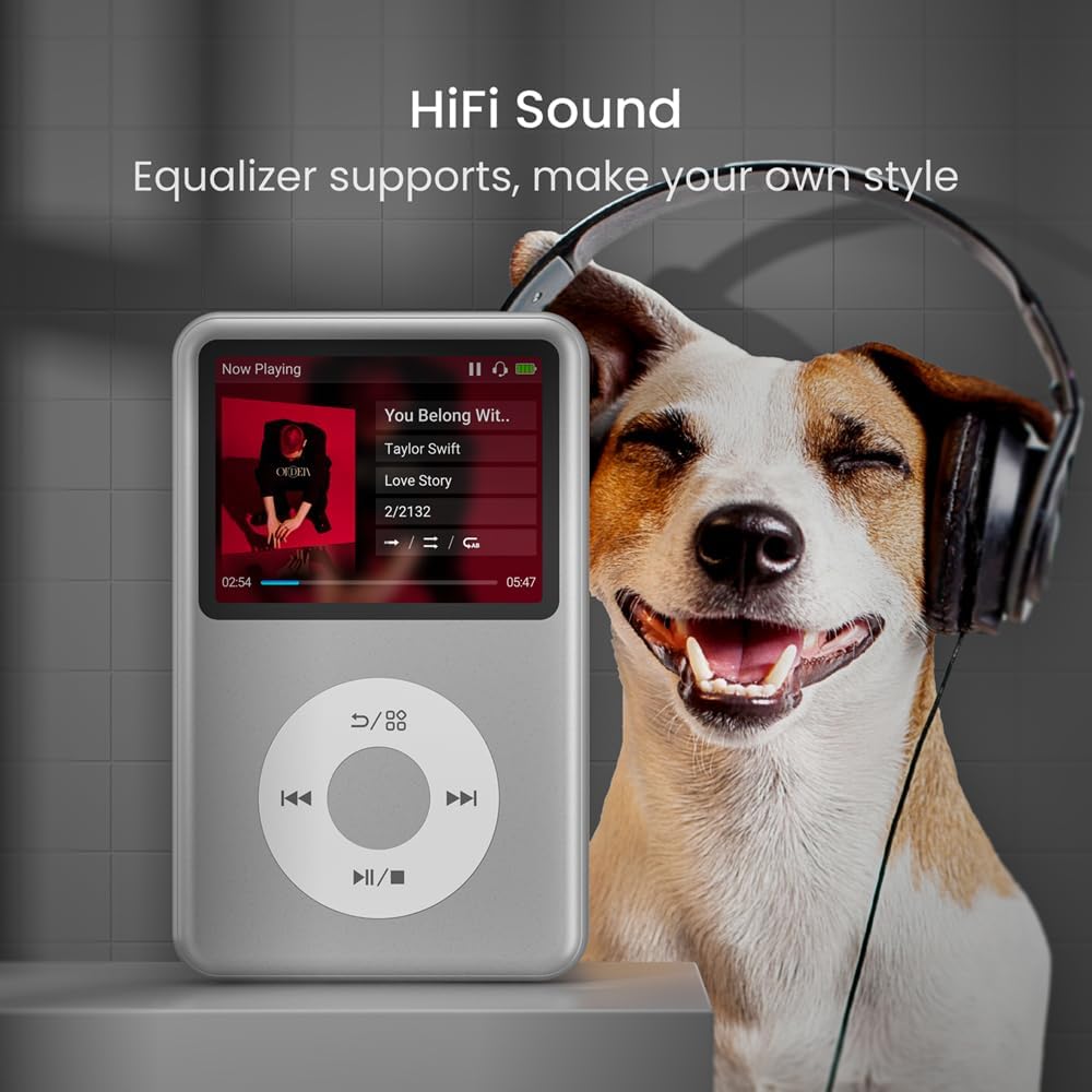 MP3 Player with Bluetooth 128GB Portable Music Digital Players Supports Playlist Audiobook Video Nice Gadget for Kids Black