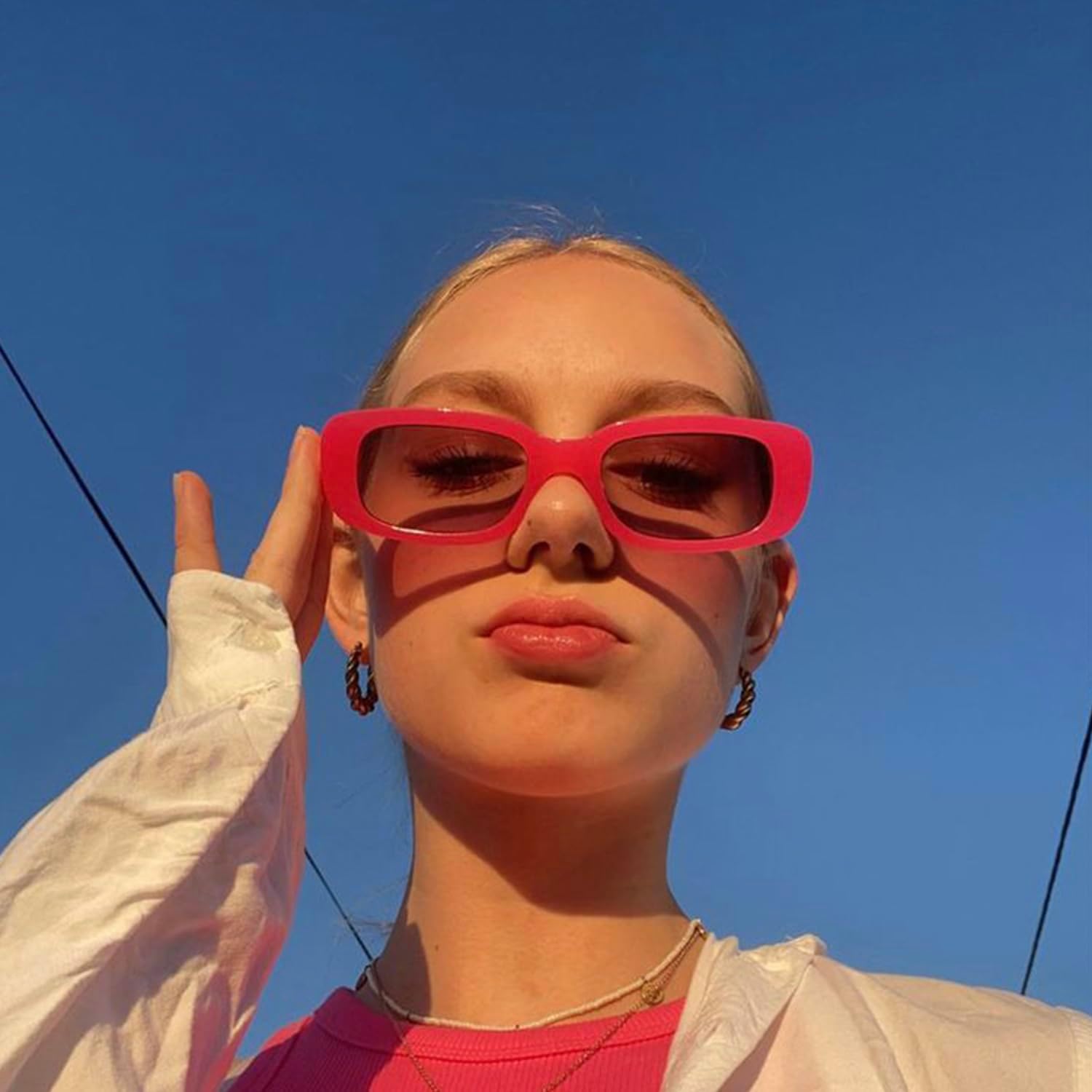 BUTABY Rectangle Sunglasses for Women Retro Driving Glasses 90’s Vintage Fashion Narrow Square Frame UV400 Protection