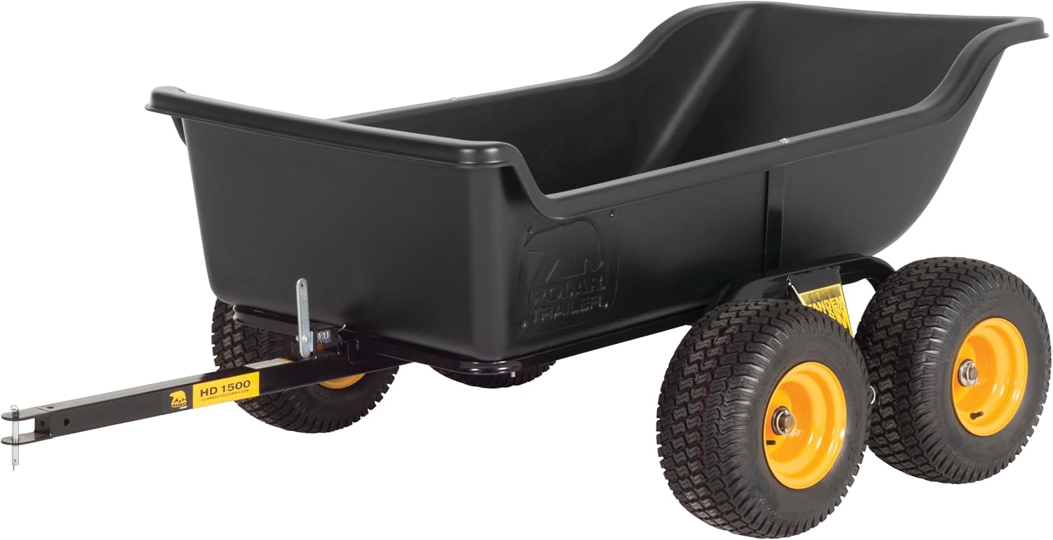 Polar TA1200 Tandem Axle Utility Trailer 1200 lb Capacity | 1200 lb Capacity, 15 Cubic Foot, TA1200, Wide Track Rubber Wheels, Black