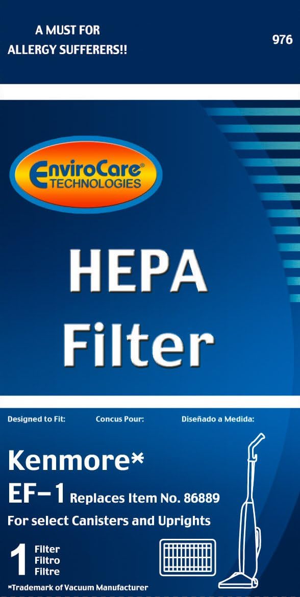 EnviroCare Replacement HEPA Vacuum Cleaner Filter Designed to fit Kenmore EF-1 for Select Canisters and Uprights
