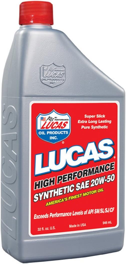 Lucas Oil 10054 SAE 20W-50 Synthetic Racing Oil - Bottle, 1 Quart (32 Ounces)