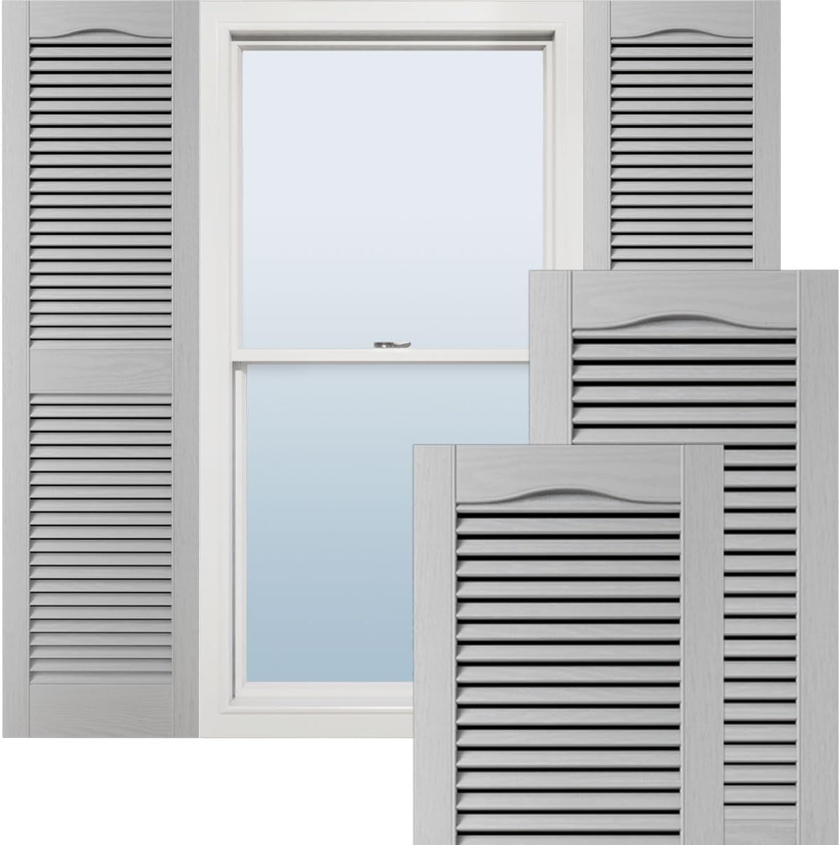 Ekena Millwork Lifetime Vinyl LL1S12X03600BL Standard Cathedral Top Center Mullion, Open Louver Vinyl Shutters, w/Installation Shutter-Lok's & Matching Screws (Per Pair), 12"W x 36"H, Black