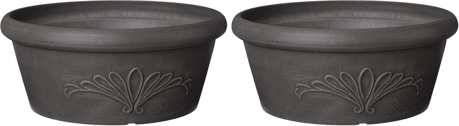 Arcadia Garden Products PSW TA25C Plastic/Stone/Wood Composite Bulb Pan – No Drainage Hole (Drillable), Planter Bowl for Succulents, Bonsai, Fairy Gardens, Herbs,10-Inch, Chocolate
