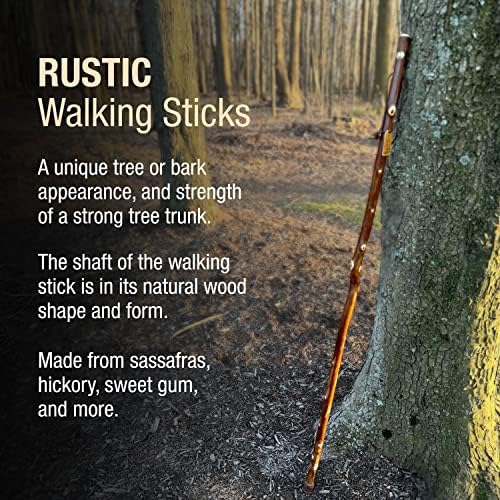 Brazos Rustic Wood Walking Stick, Maple, Traditional Style Handle, for Men & Women, Made in The USA, 55"