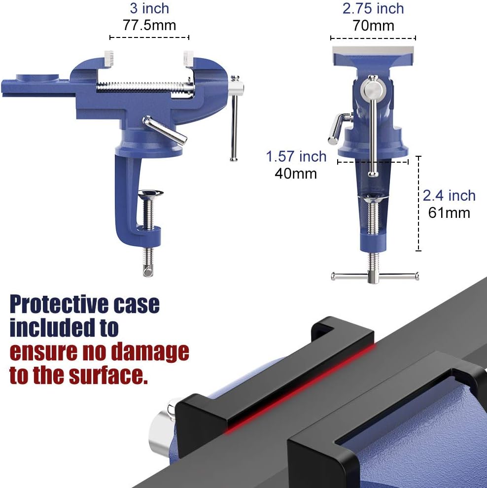 Nuovoware Table Vise 3 Inch, Universal Vise Bench Clamp, Blue