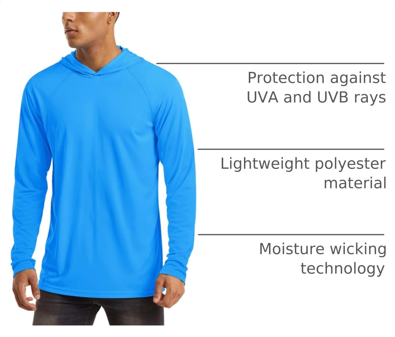 MAGCOMSEN Men's Hooded UPF 50+ Sun Protection T Shirts Long Sleeve Athletic Fishing Shirts Rash Guards