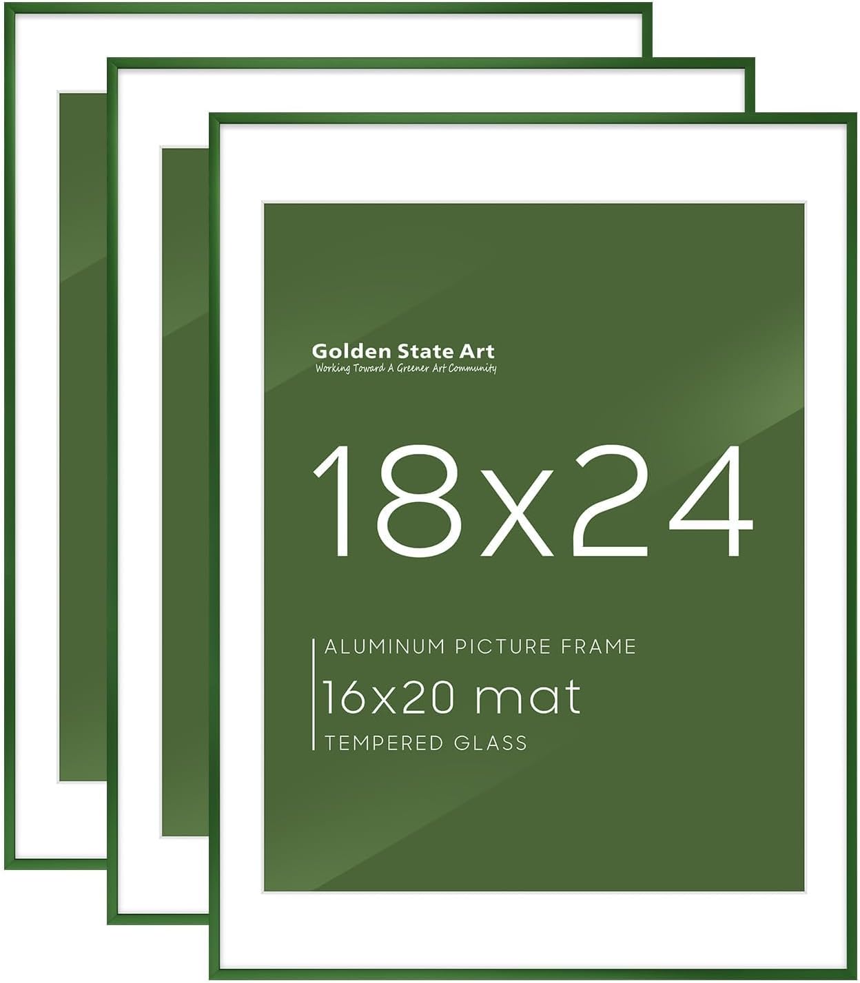 Golden State Art 3 Pack 12x12 Black Aluminum Frames, Real Glass Fronts