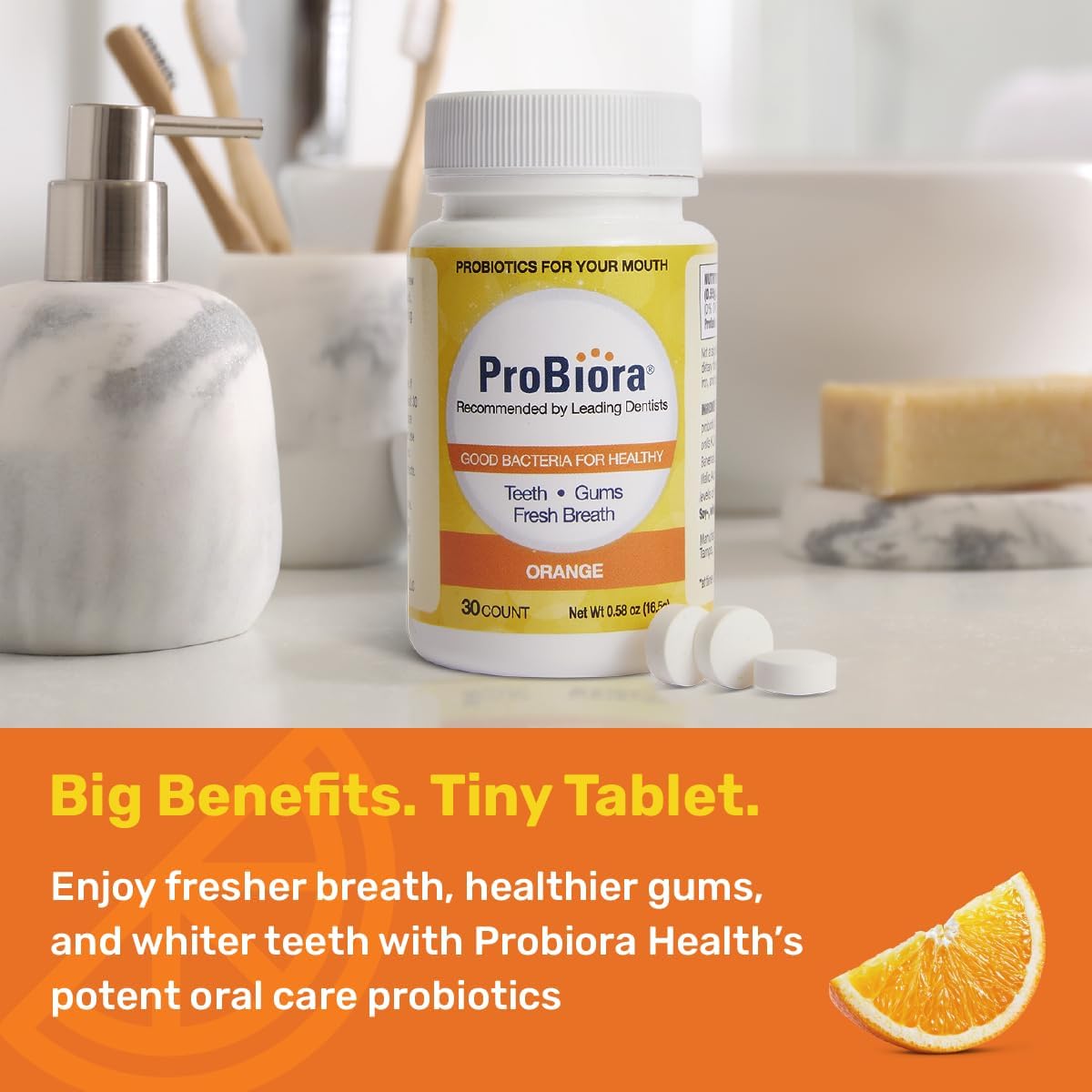 ProBiora Oral Probiotics for Teeth and Gums | Dental Probiotics for Improved Oral Health | Bad Breath Treatment for Adults | ProBiora3 Patented Probiotic Blend | Tooth Whitening | 30 Mint Tablets
