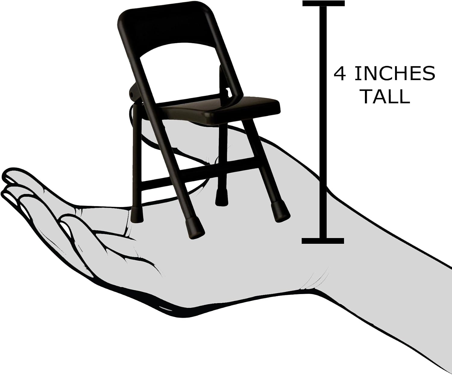Set of 6 Black Plastic Toy Folding Chairs for Wrestling Action Figures | Build Complete Ringside and Backstage Scenes with 6 Functional Black