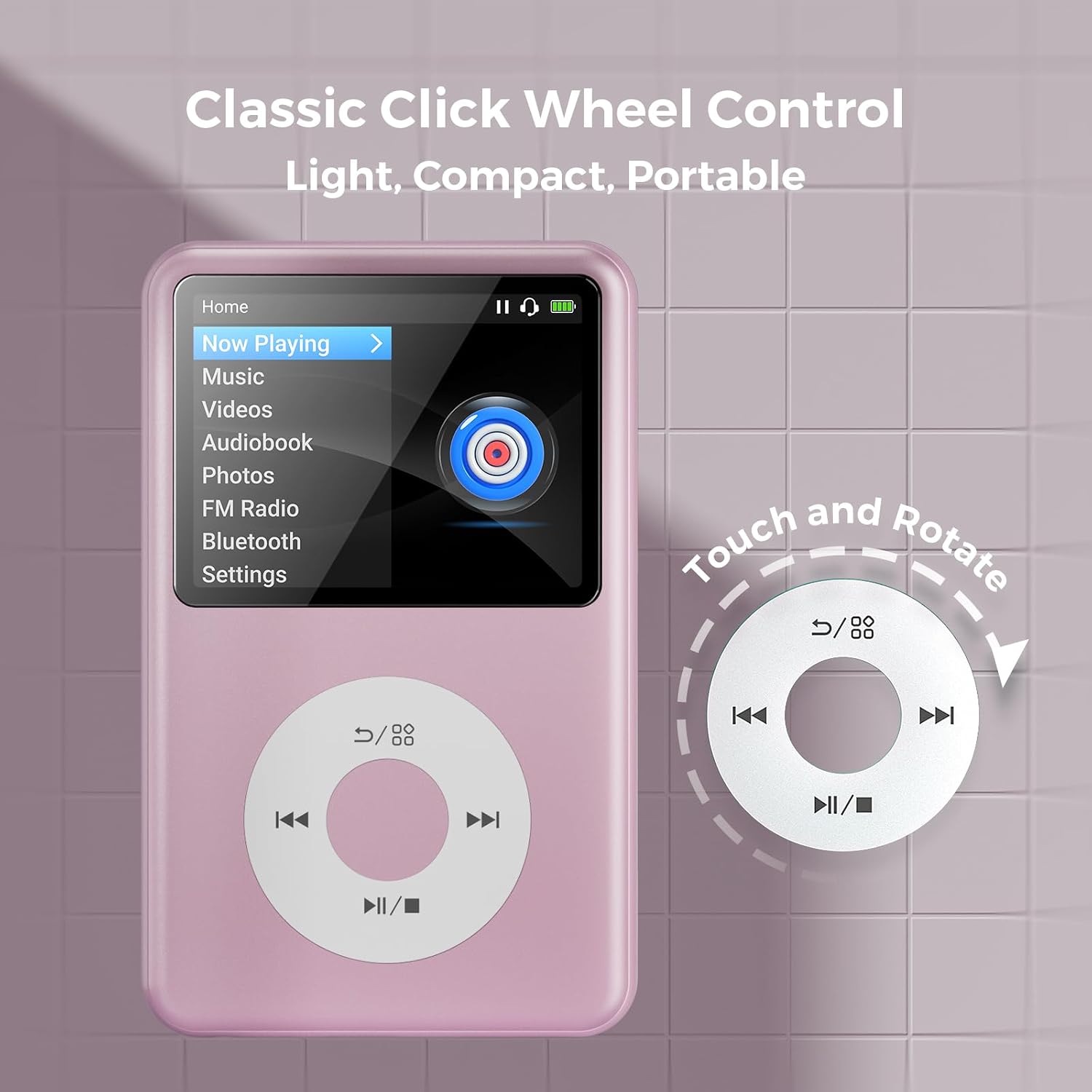 MP3 Player with Bluetooth 128GB Portable Music Digital Players Supports Playlist Audiobook Video Nice Gadget for Kids Black
