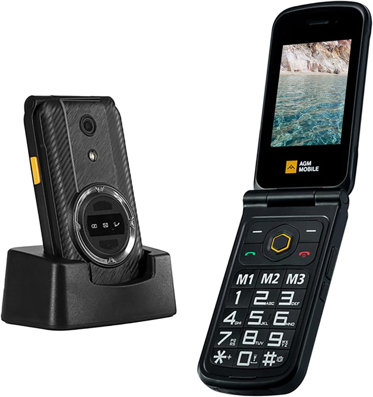 AGM M8 Rugged Basic Flip Phone, 4G Feature Cell Phone, Simple Mobile Phones, Waterproof | Drop-Proof, SOS Side Key, Speed Dial, 104dB Powerful Speaker