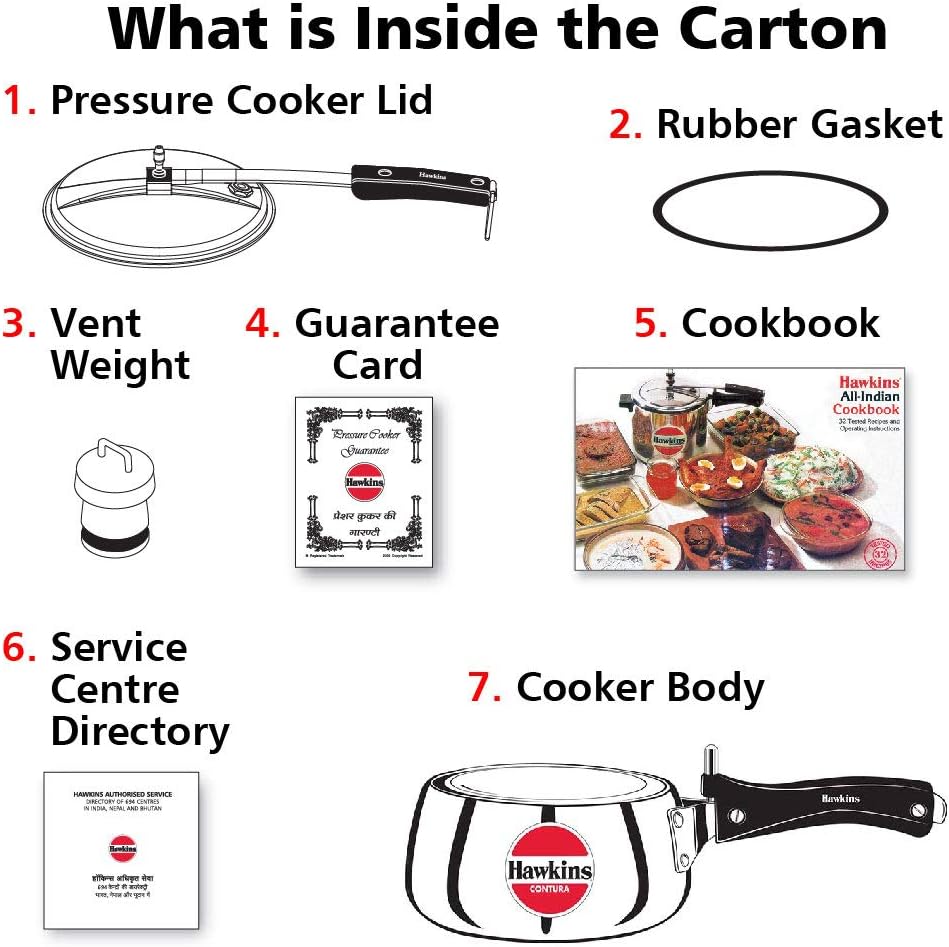 Hawkins 3.5 Litre Contura Pressure Cooker, Handi Inner Lid Cooker, Silver (HC35)