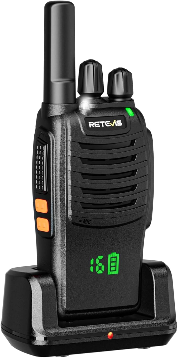 Retevis H777H Walkie Talkies with Earpeice,Portable FRS-Two Way Radio 6Pack | For Schools, Shatterproof Hidden Display, 6-Way Charger, USB-C, Emergency Alarm, Flashlight, with Stretchable Coiled Headset