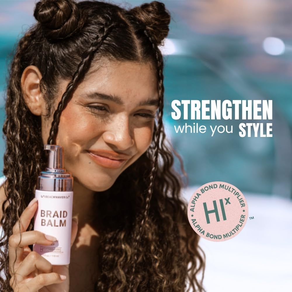 The Beachwaver Co. Braid Balm Pre-Braid Prep - Full Size (4 Fl Oz) | Frizz-Taming Primer Foam | Strengthen and Reduce Flyaways w/HiX Vegan Bond