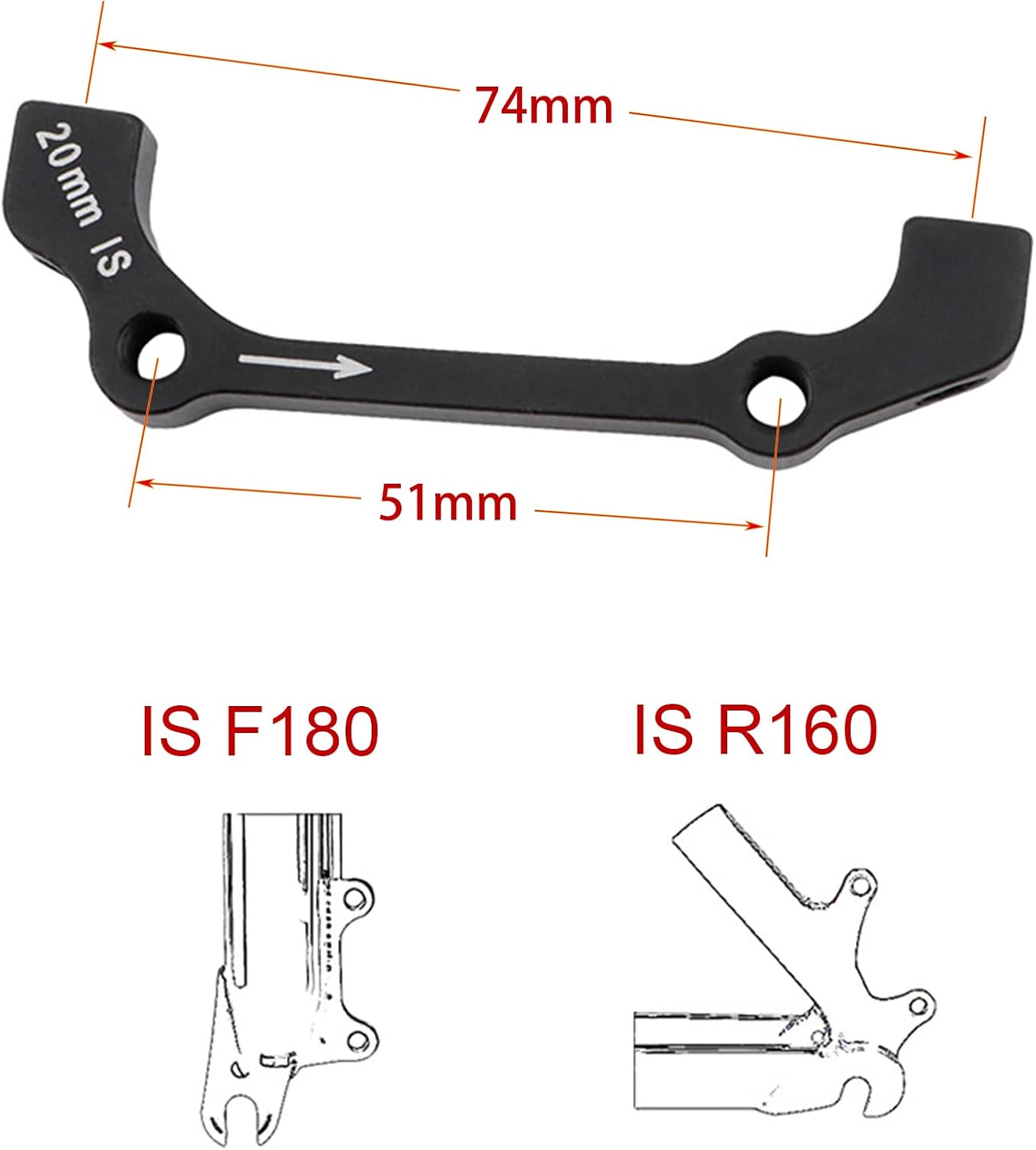 Disc Brake Caliper Mount Adapter is to PM for Front 180mm Rear 160mm
