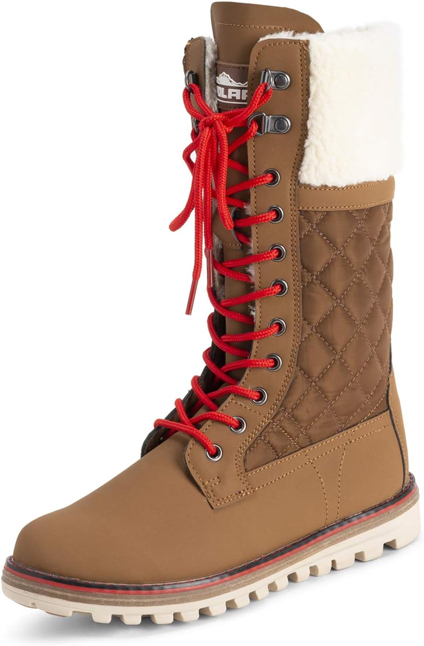 POLAR Womens Faux Fur Warm Thermal Waterproof Outdoor Walking Snow Winter Rubber Sole Calf Boots