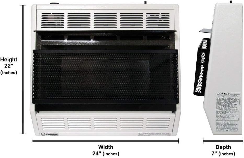 Empire BF30 White Vent Free Blue Flame Heater Propane 30000 BTU Thermostatic Control