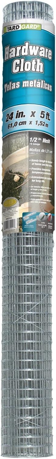 YARDGARD 1/2 Inch Mesh Welded Wire Fence, Hardware Cloth, 19 Gauge Galvanized Steel For Garden Protection, Cage Fencing, Chicken and Rabbit Barriers, and Crafts, 36 Inches x 5 Feet