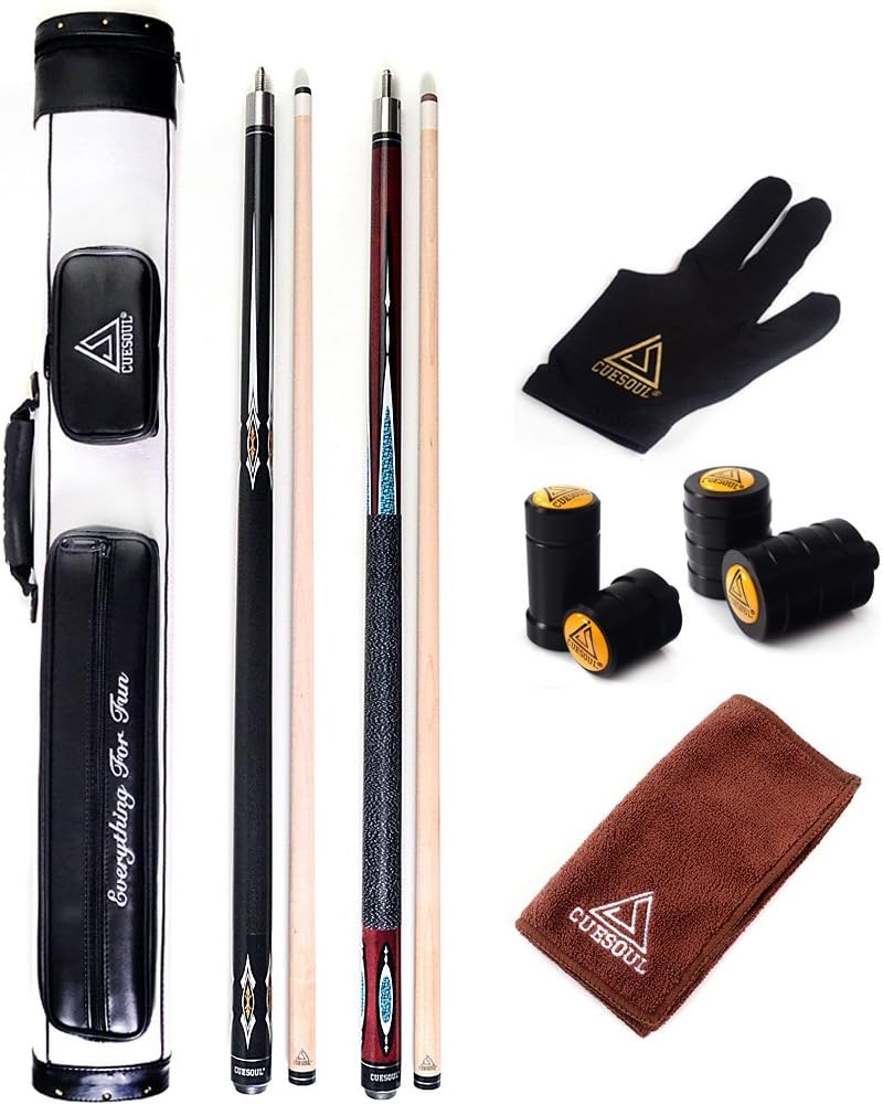 CUESOUL 19oz Pool Cue Sticks with Hard Pool Cue Case