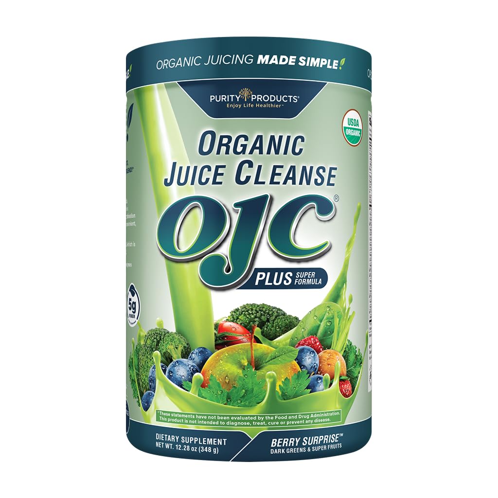 Purity Products Certified Organic Juice Cleanse OJC Plus Berry Surprise - 30+ Organic Veggies and Fruits - 5 Grams of Fiber - Promotes Energy and