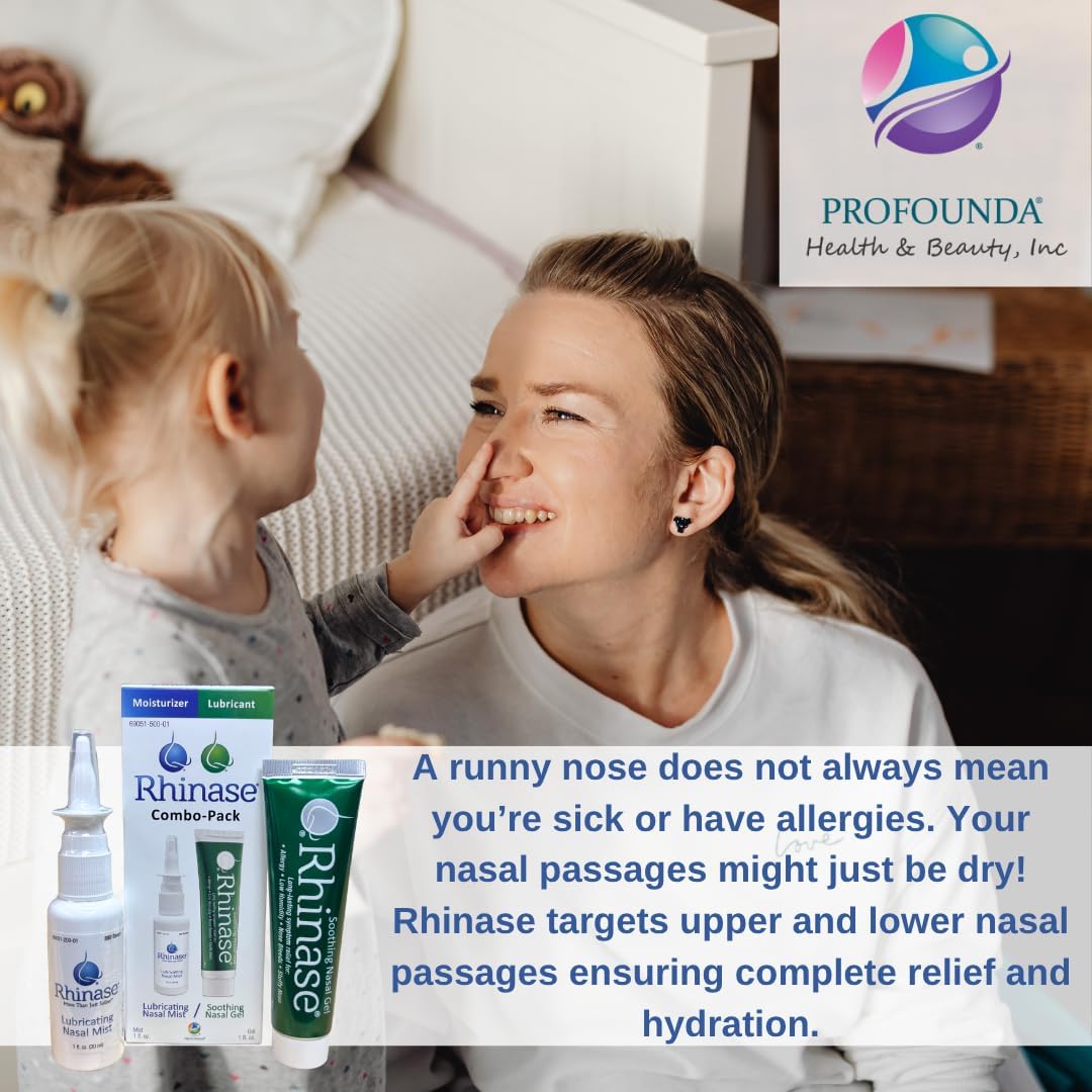 Rhinase Nasal Care Combo Pack - Nasal Gel (1 oz) & Saline Spray (1 oz) for Dryness, Allergy Relief & Nosebleed Prevention, Aloe-Free & pH Balanced