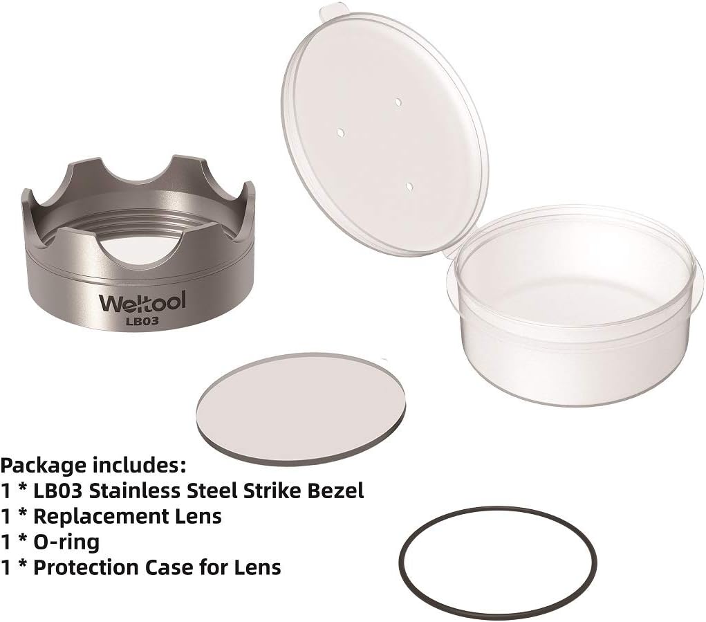 Weltool Flashlight Strike Bezel - 304 Stainless Steel for Maglite C or D Cell flashlights LED ML300L & ML300 LX - Upgrade Maglite Glass Breaker