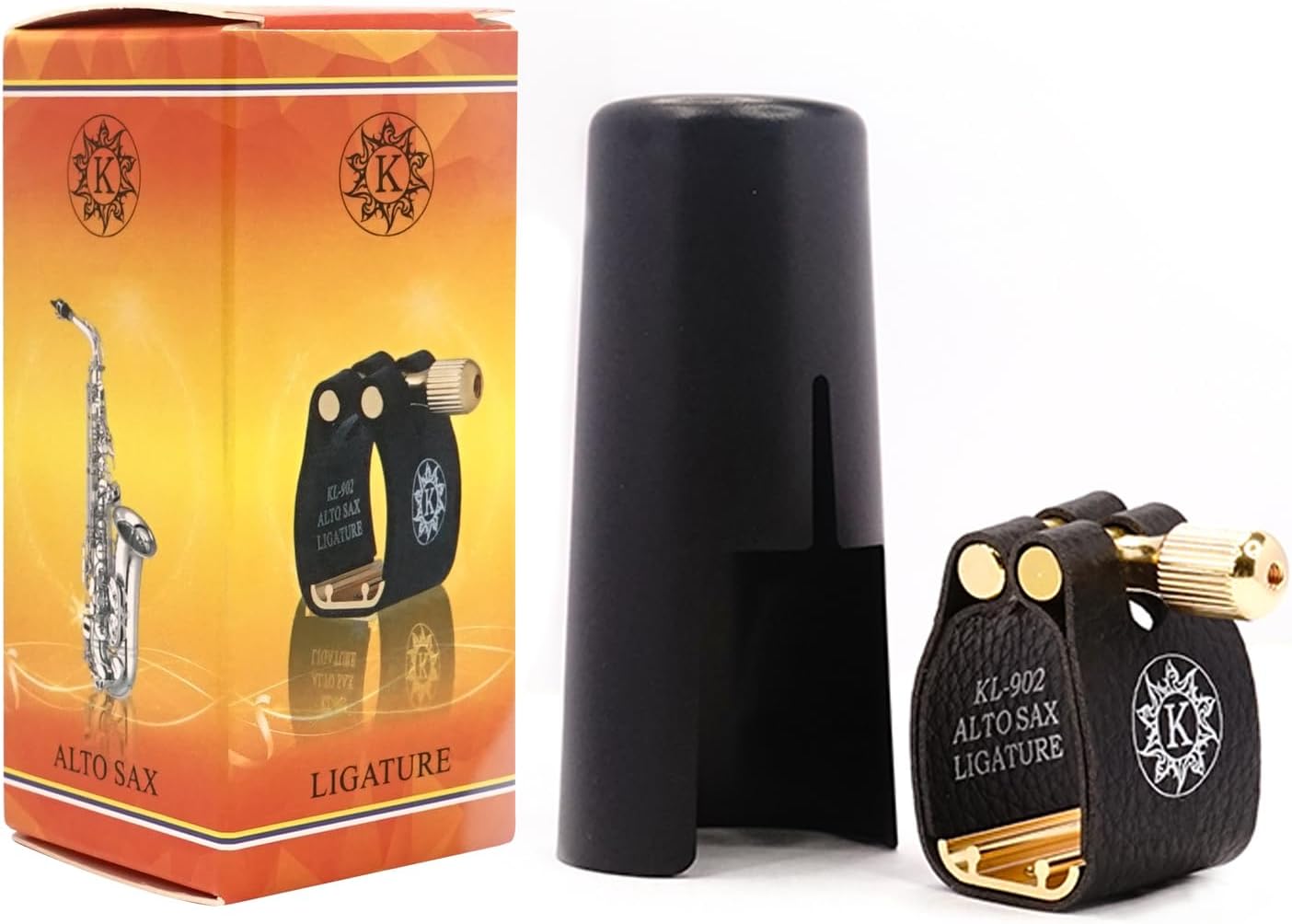 Alto Saxophone Ligature Fastener Compact Durable Artificial Leather for Alto Saxophone Rubber Mouthpiece