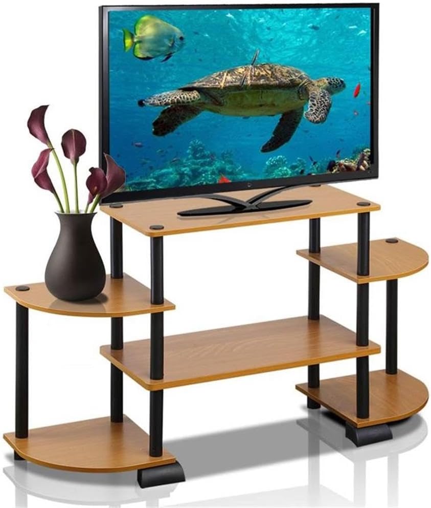 Furinno Turn-N-Tube Rounded Corner TV Entertainment Center, Light Cherry/Black