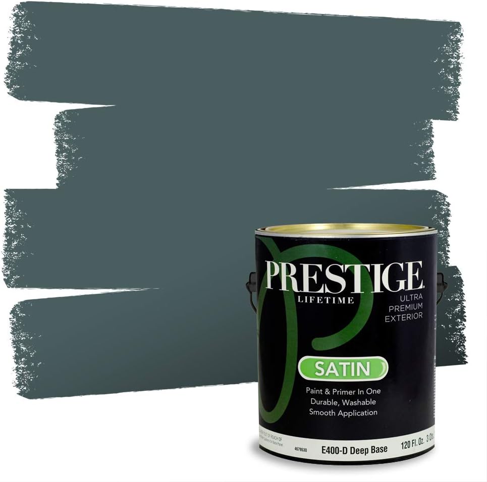 PRESTIGE Paints E100-T-SW6241 Exterior Paint and Primer in One, 1-Gallon, Flat, Comparable Match of Sherwin Williams Aleutian, 1 Gallon, SW18-Aleutian