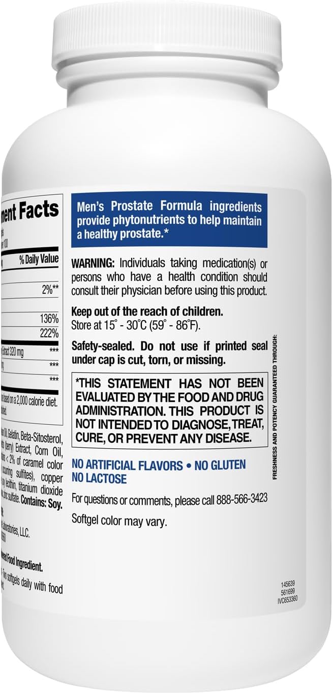 Nature's Wonder Men's Prostate Formula with Saw Palmetto, 200 Softgels | With Beta-Sitosterol, Lycopene & Zinc
