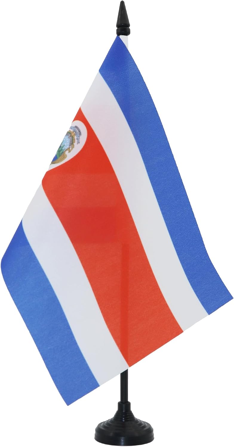 AZ FLAG Nicaragua Table Flag 4x6 in 100D Polyester Plastic Base | Indoor use Nicaraguan 15x10 cm desk flag stitched finish with reinforced edges with plastic pole