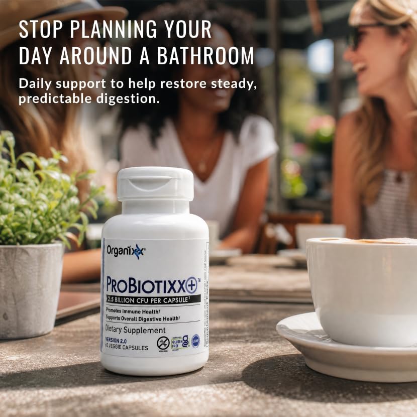 Organixx ProBiotixx+ Probiotic, 2.5B CFU Digestive Gut Health, 60cp | 2.5 billion CFU shelf-stable probiotics, supports digestive health