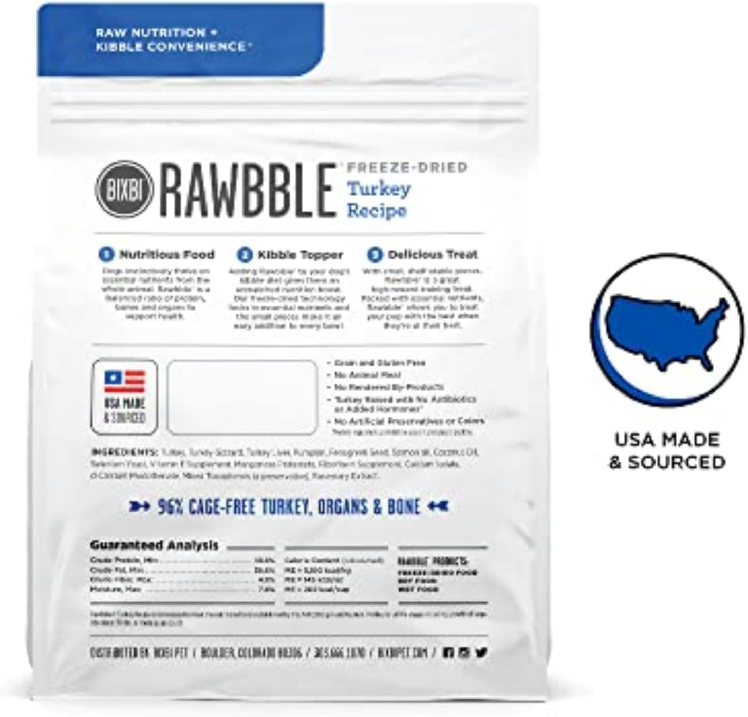 BIXBI Liberty Freeze-Dried Dog Food Topper & Treats, Beef – 98% Meat & Organs, No Refrigeration – USA Made, 26 oz