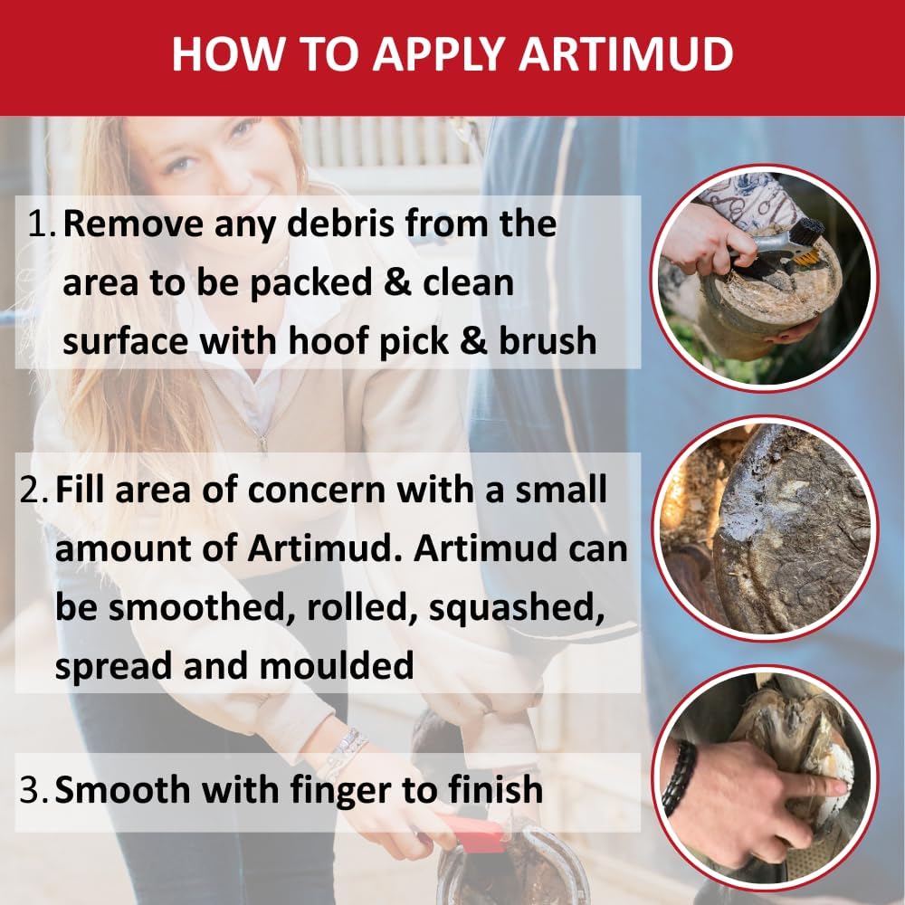 Artimud - Horse Hoof Putty | Thrush Treatment | 26.5 oz (750g) | Eucalyptus Horse Hoof Clay | Equine Frog & Sole Protection | Red Horse Products