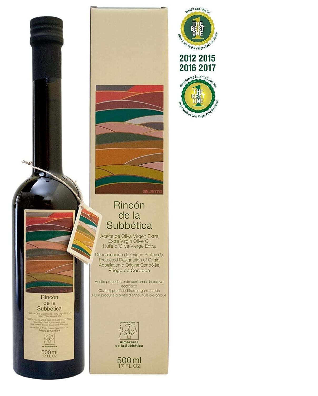 Rincon De La Subbetica- Award Winning, Organic Cold Pressed EVOO Extra Virgin Olive Oil, 16.9-Ounce Glass Bottle